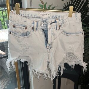 Abercrombie & Fitch Women's Distressed Denim Shorts - light blue